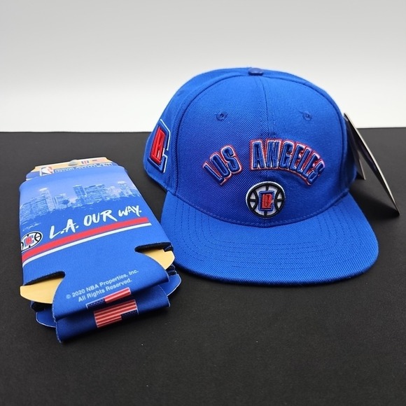 NBA Pro Standard Los Angeles Clippers Blue Red Snapback Hat Cap w/ 2 Can Coolers - Picture 1 of 9